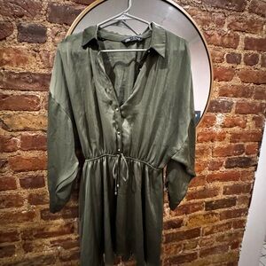 Zara Dark Green Shirt Dress